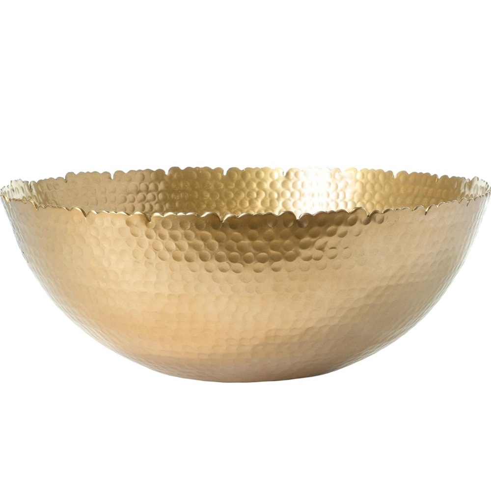 Red Co. Antique Style Tabletop Gold Textured Centerpiece Bowl - 13”